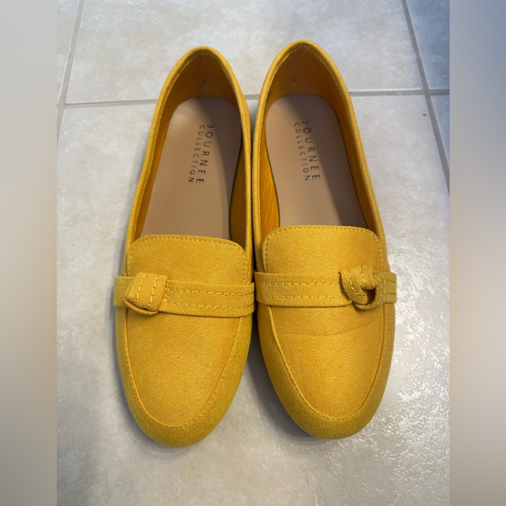 Journee Collection Mustard Yellow Loafers - Picture 2 of 3